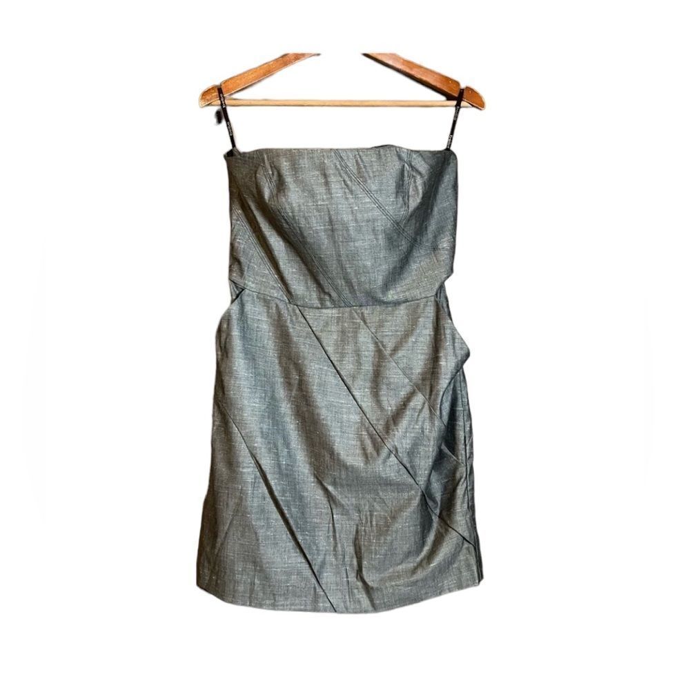 Bebe grey strapless dress with pockets! Size 8